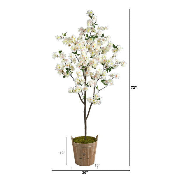 6’ Cherry Blossom Artificial Tree in Farmhouse Planter