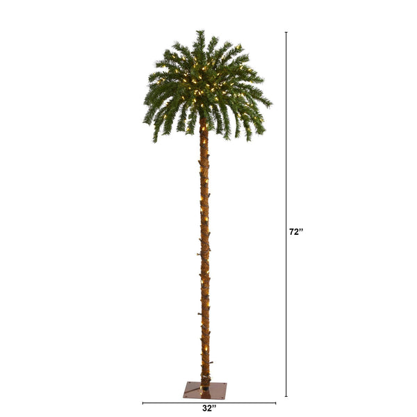 6’ Christmas Palm Artificial Tree with 200 Warm White LED Lights