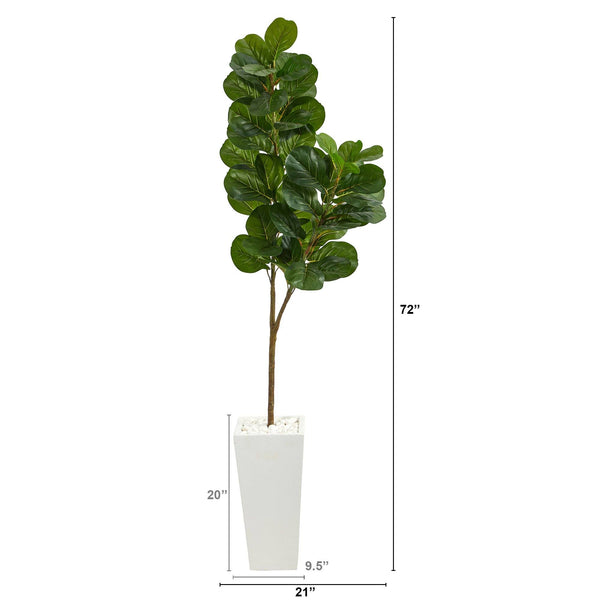 6’ Fiddle leaf Fig Artificial Tree in Tall White Planter