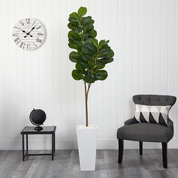 6’ Fiddle leaf Fig Artificial Tree in Tall White Planter