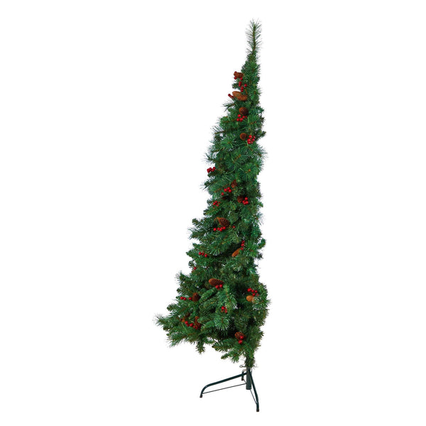 6’ Flat Back Montreal Mountain Artificial Christmas Tree with Pine Cones and Berries