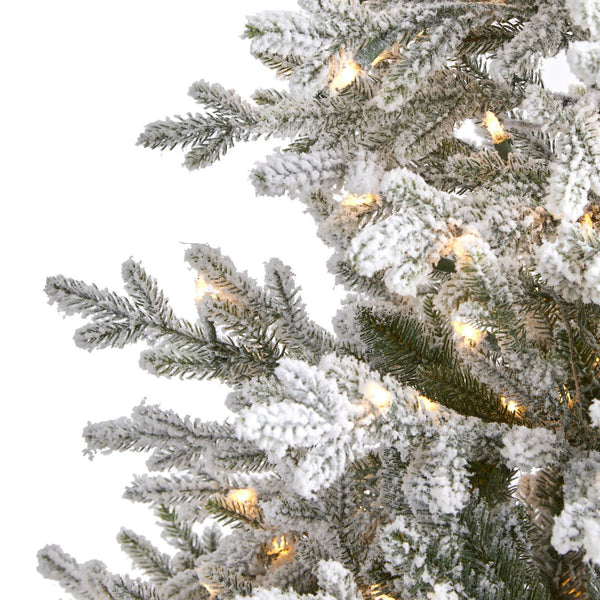 6’ Flocked Fraser Fir Artificial Christmas Tree with 500 Warm White Lights and 236 Bendable Branches