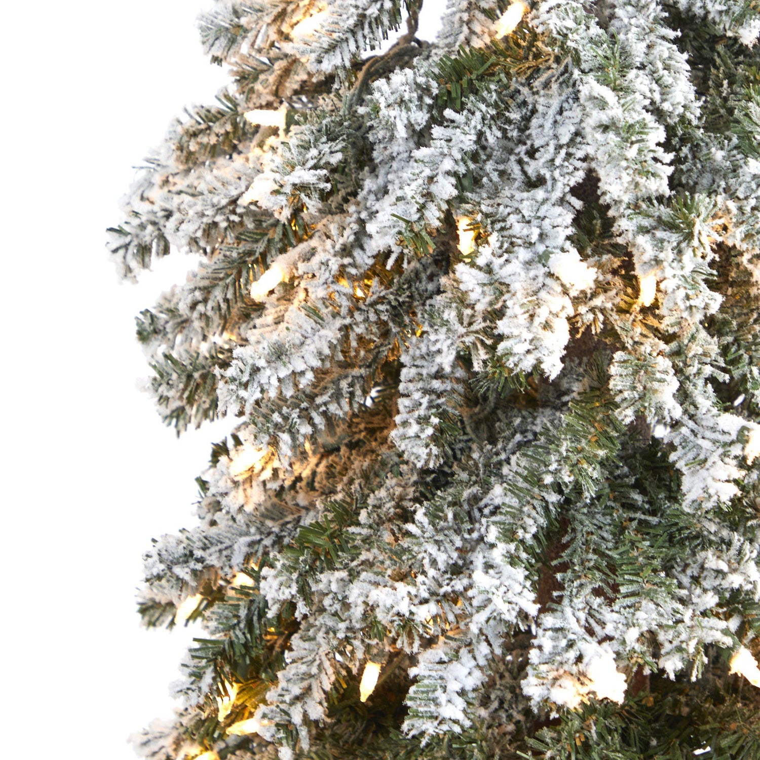 6’ Flocked Grand Alpine Artificial Christmas Tree with 300 Lights and 601 Branches on Natural Trunk