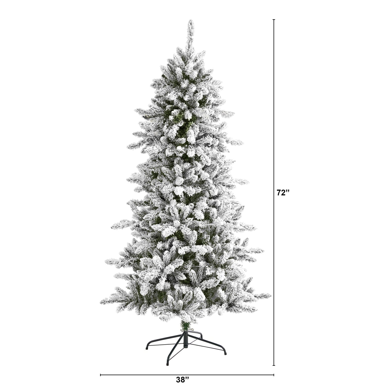 6’ Flocked Livingston Fir Artificial Christmas Tree with Pine Cones and 696 Bendable Branches