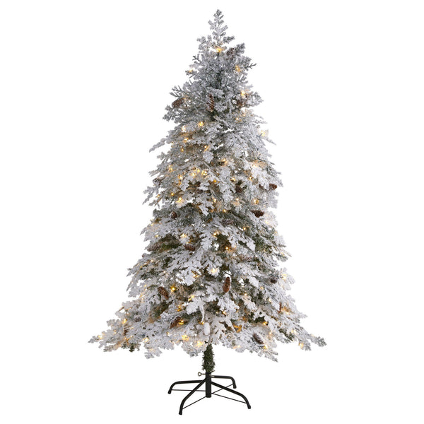 6' Flocked Montana Down Swept Spruce Artificial Christmas Tree with 250 Clear LED Lights