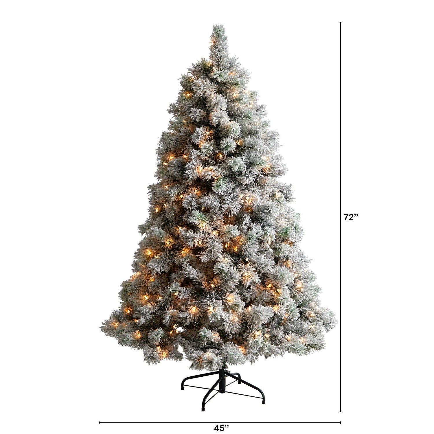 6’ Flocked Oregon Pine Artificial Christmas Tree with 300 Clear Lights and 551 Bendable Branches