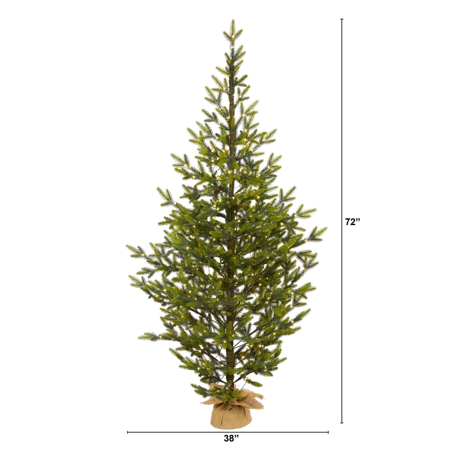 6’ Fraser Fir “Natural Look” Artificial Christmas Tree with 250 Clear LED Lights, a Burlap Base and 1243 Bendable Branches