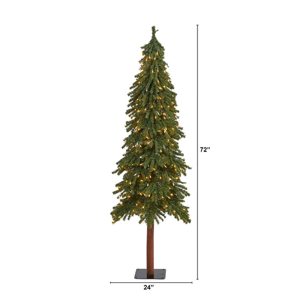 6’ Grand Alpine Artificial Christmas Tree with 300 Clear Lights and 601 Branches on Natural Trunk