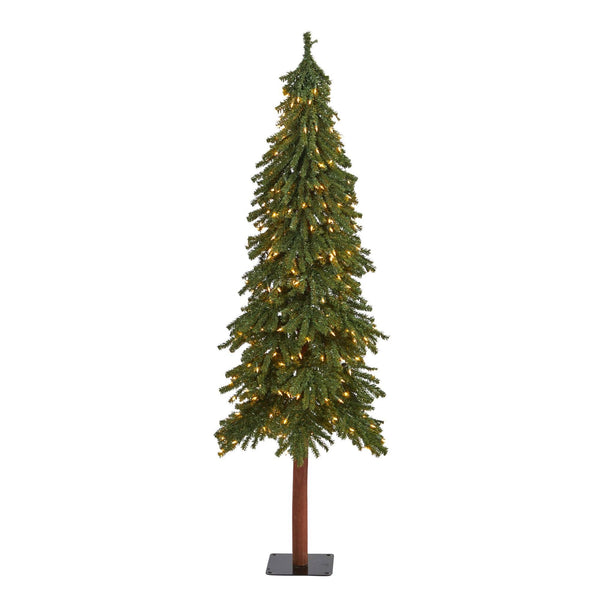 6’ Grand Alpine Artificial Christmas Tree with 300 Clear Lights and 601 Branches on Natural Trunk