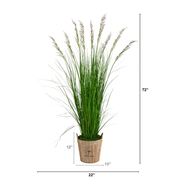 6’ Grass Artificial Plant in Farmhouse Planter