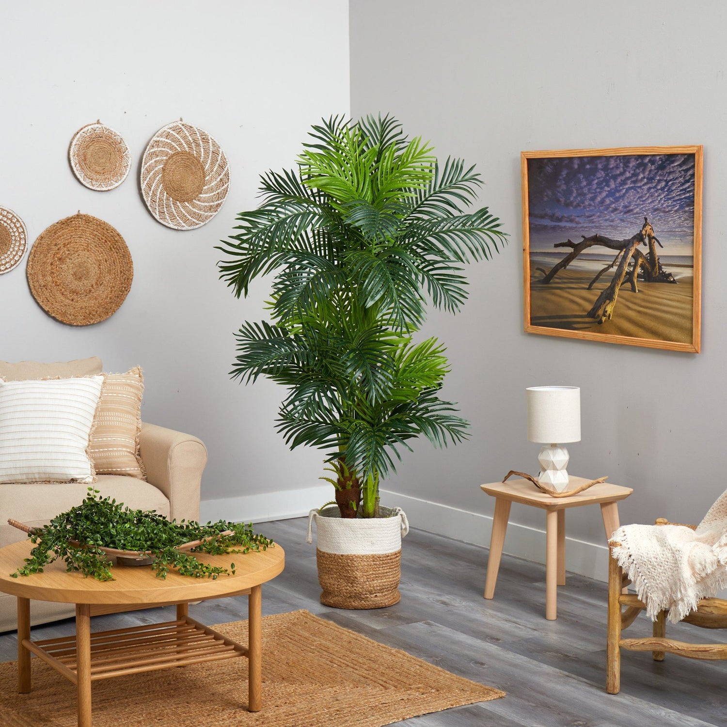 6’ Hawaii Artificial Palm Tree in Handmade Natural Jute and Cotton Planter