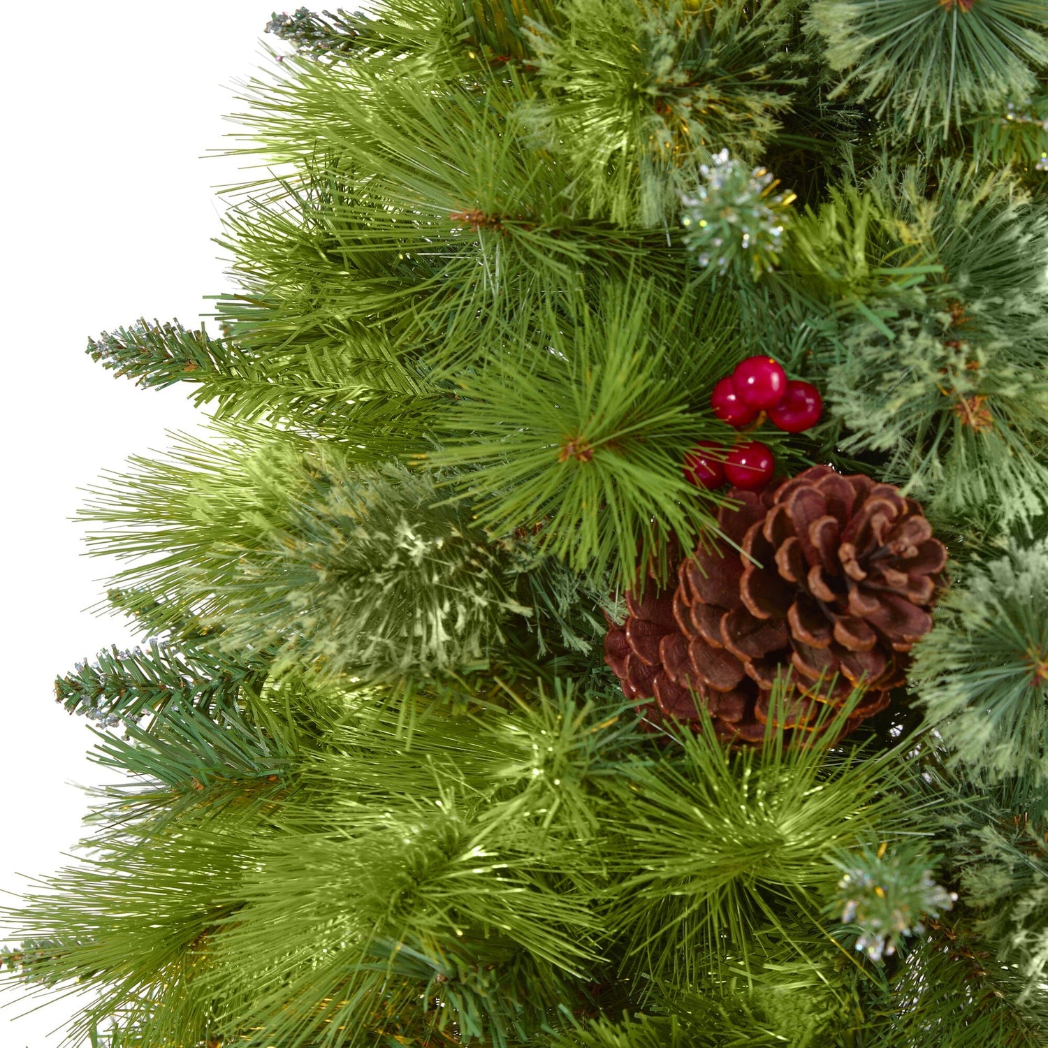 6’ Montana Mixed Pine Artificial Christmas Tree with Pine Cones, Berries and 814 Bendable Branches