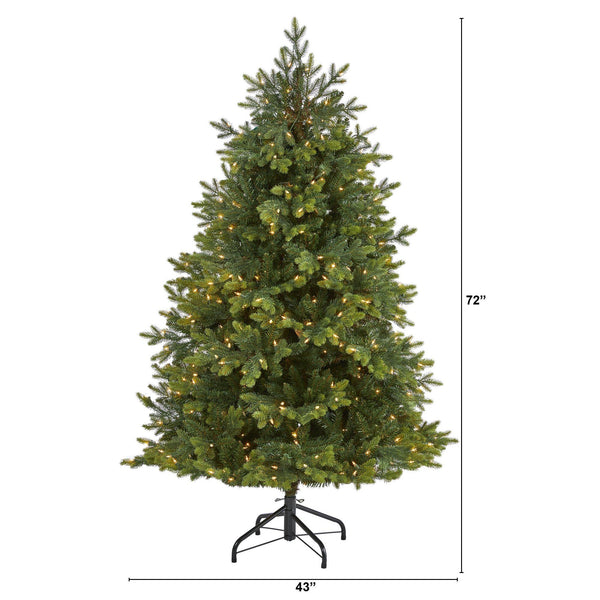 6’ North Carolina Fir Artificial Christmas Tree with 450 Clear Lights and 2303 Bendable Branches