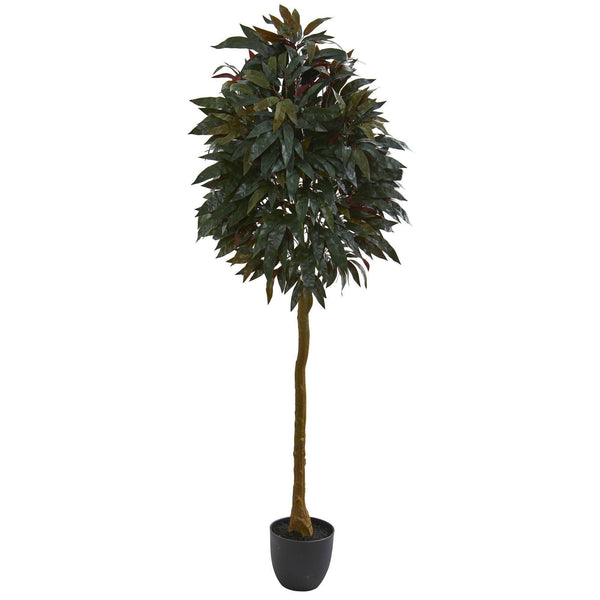 6’ Red Mango Leaf Artificial Tree