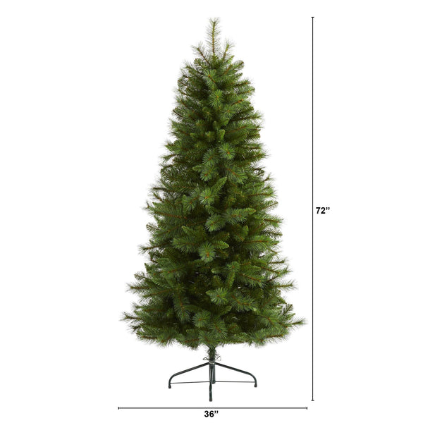 6’ Slim West Virginia Mountain Pine Artificial Christmas Tree with 629 Bendable Branches