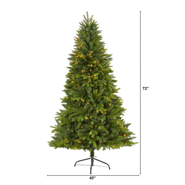 6' Sun Valley Fir Artificial Christmas Tree with 300 Clear LED Lights