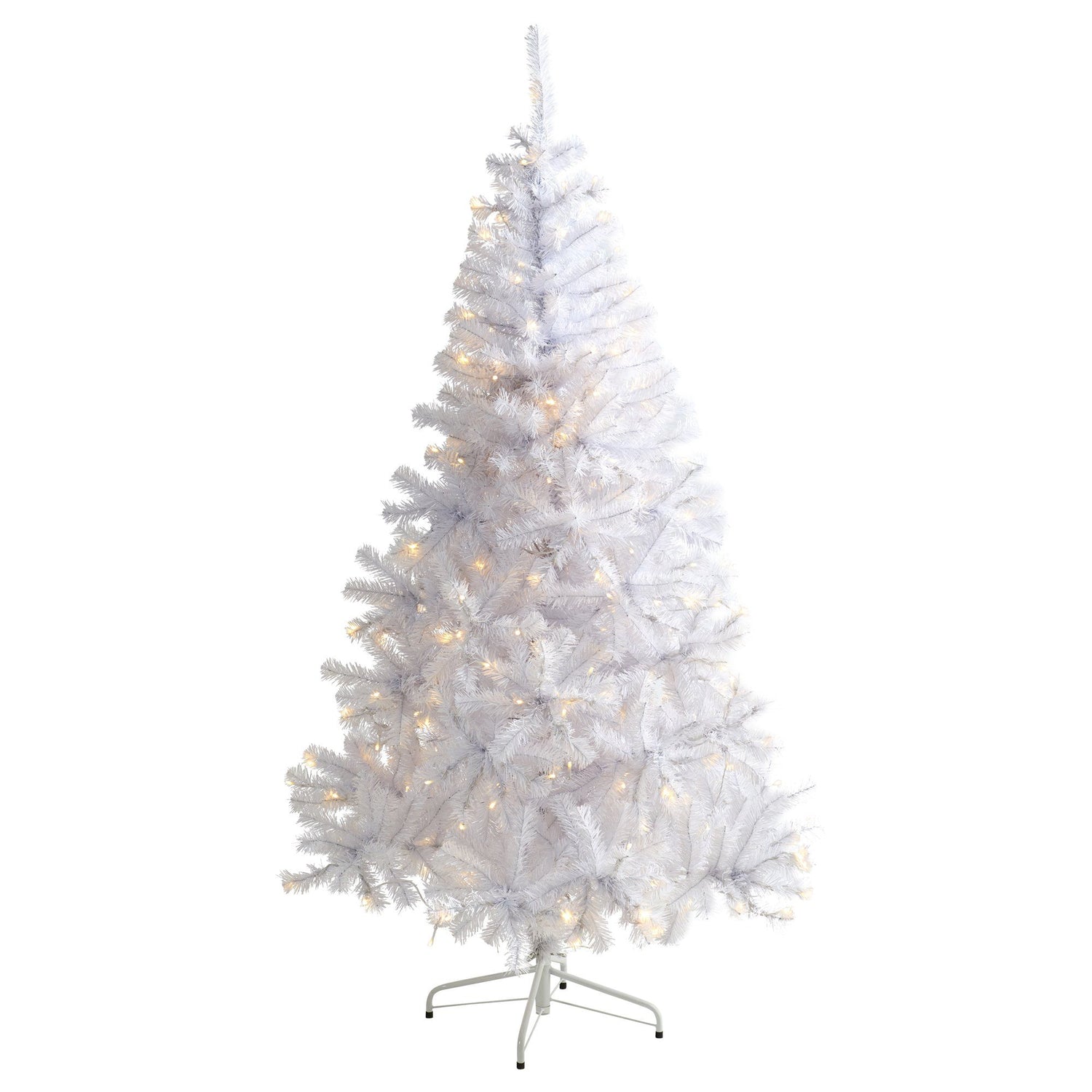 6’ White Artificial Christmas Tree with 680 Bendable Branches and 250 Clear LED Lights