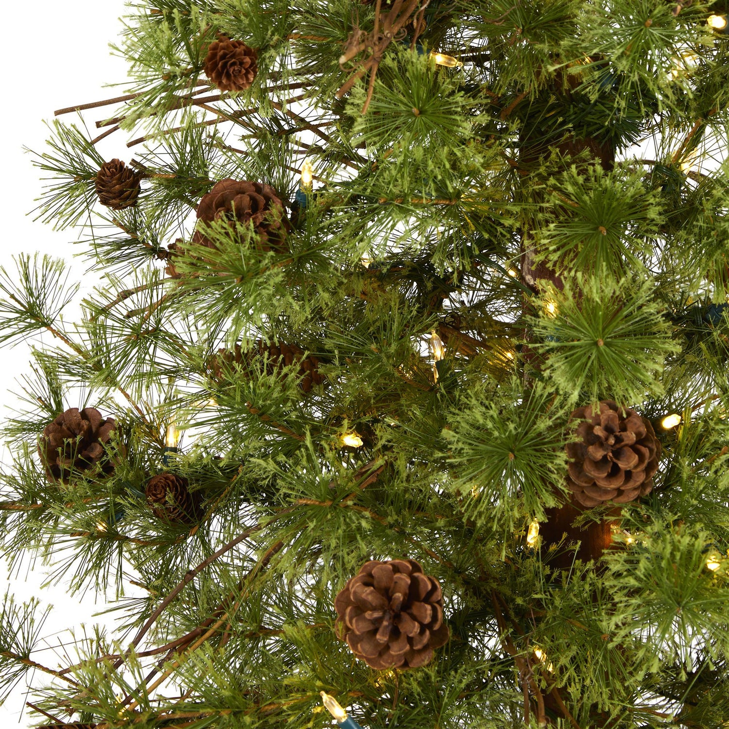 6' Wyoming Alpine Artificial Christmas Tree with 150 Clear (multifunction) LED Lights and Pine Cones on Natural Trunk