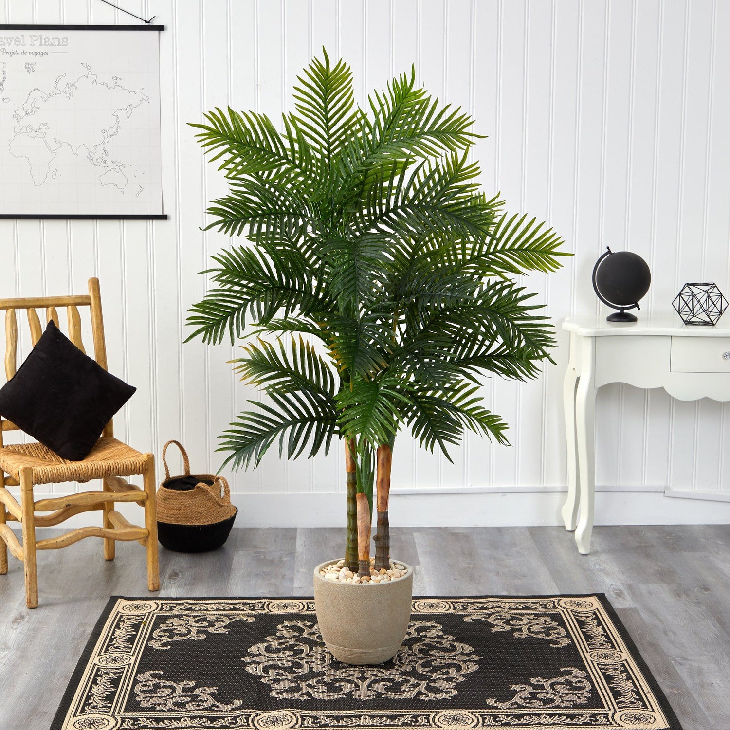 62” Areca Palm Artificial Tree in Sandstone Planter