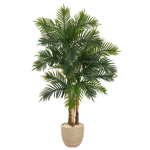 62” Areca Palm Artificial Tree in Sandstone Planter