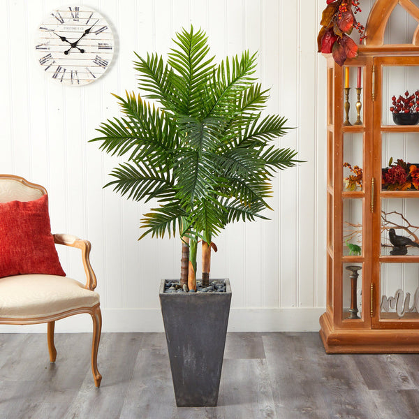 63” Areca Artificial Palm Tree in Cement Planter (Real Touch)