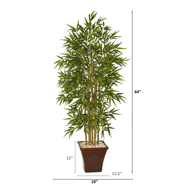 64” Bamboo Artificial Tree in Brown Planter