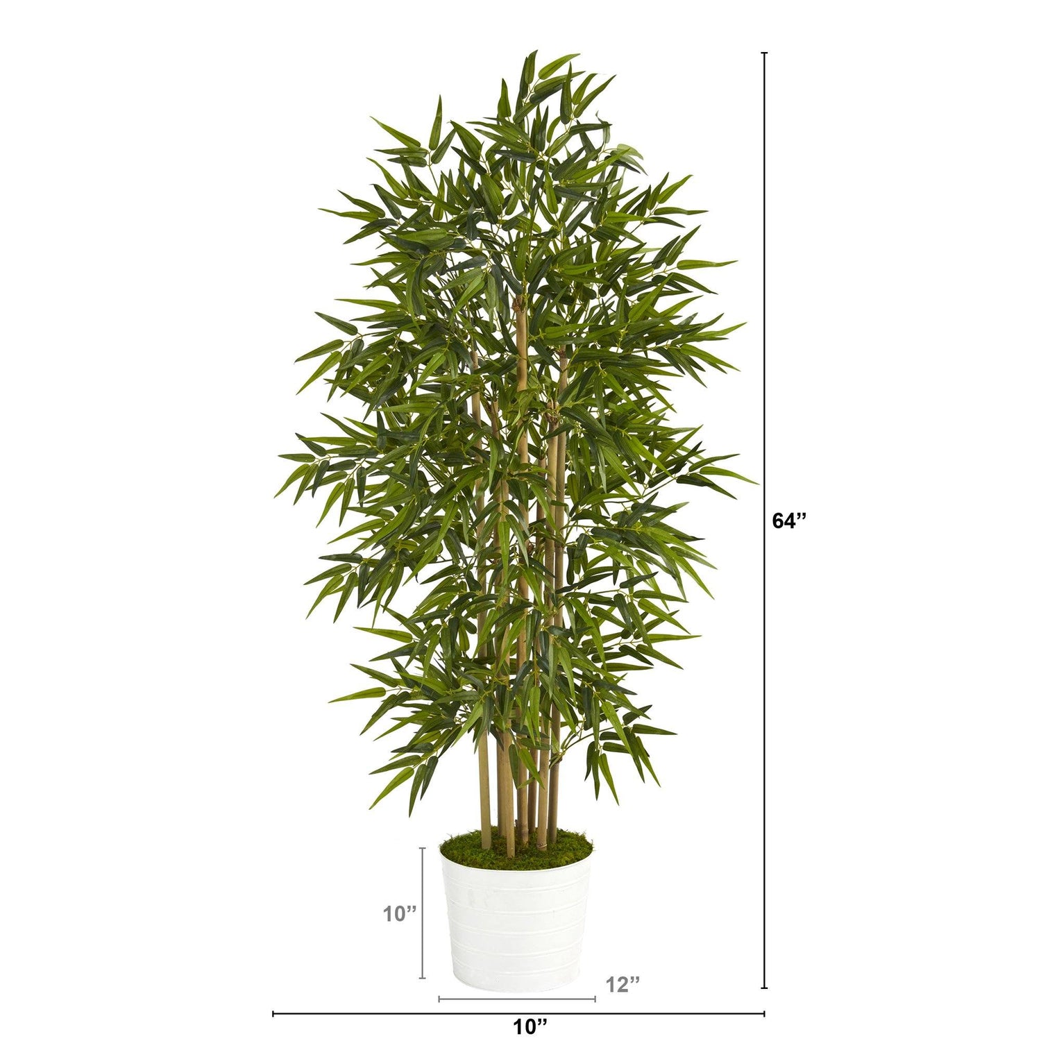 64” Bamboo Artificial Tree in White Tin Planter