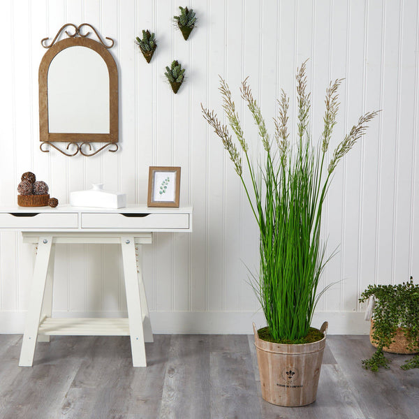 64” Wheat Grass Artificial Plant in Farmhouse Planter