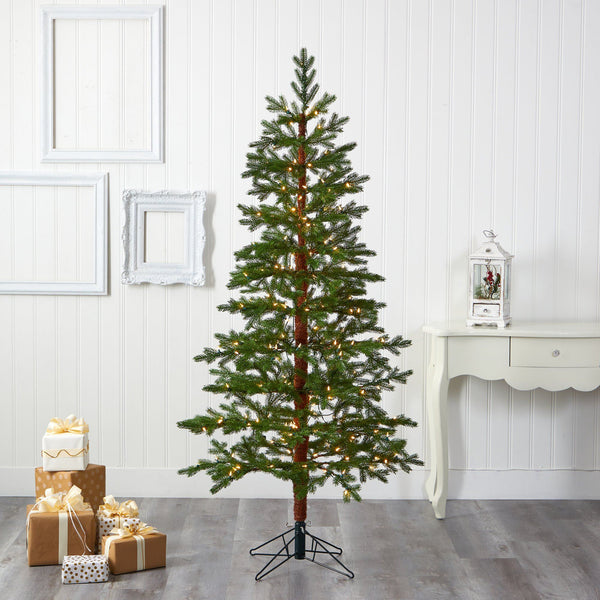 6.5' Fairbanks Fir Artificial Christmas Tree with 250 Clear Warm (Multifunction) LED Lights and 208 Bendable Branches