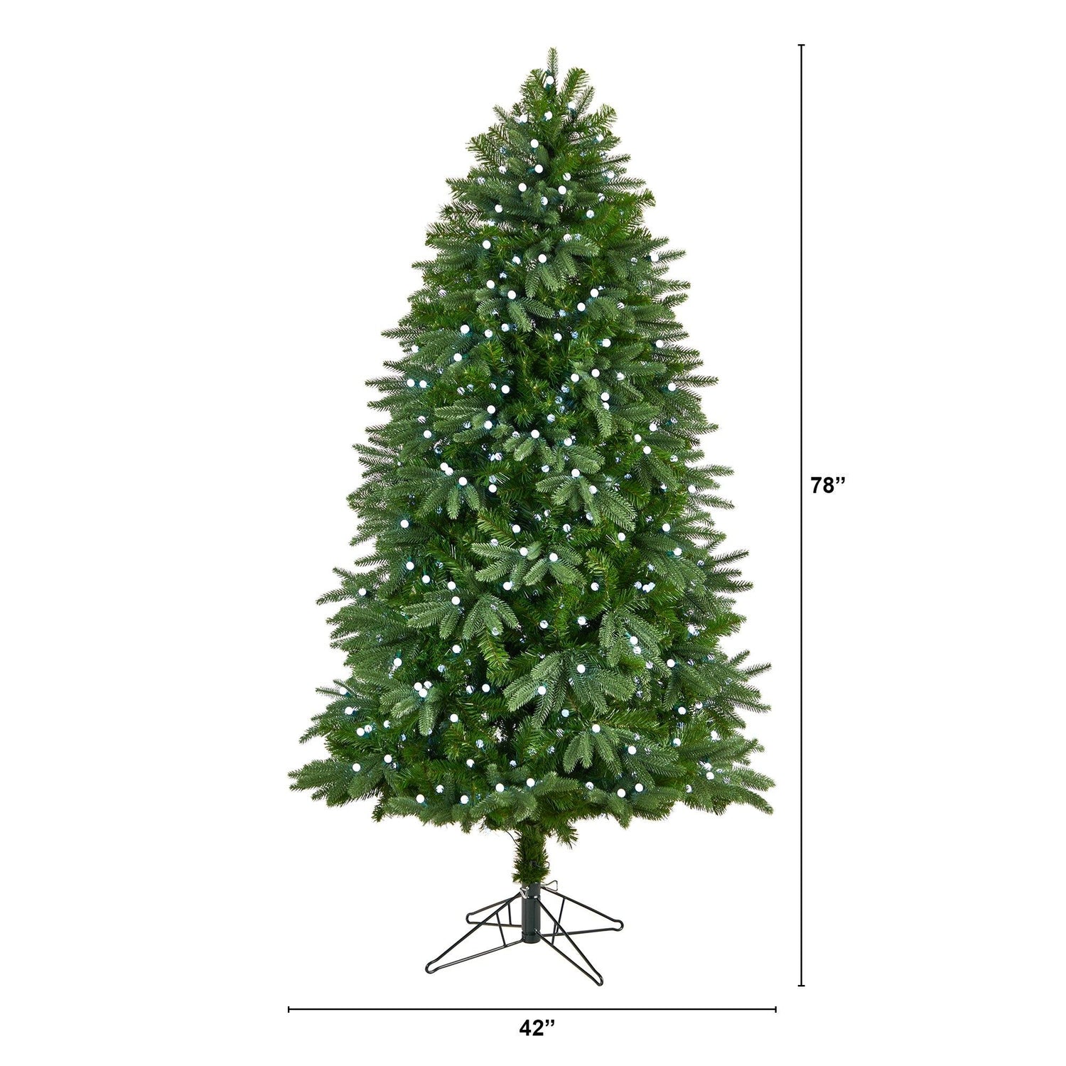 6.5’ Fraser Fir Christmas Tree with 550 Gum Ball LED Lights with Instant Connect Technology and 965 Branches