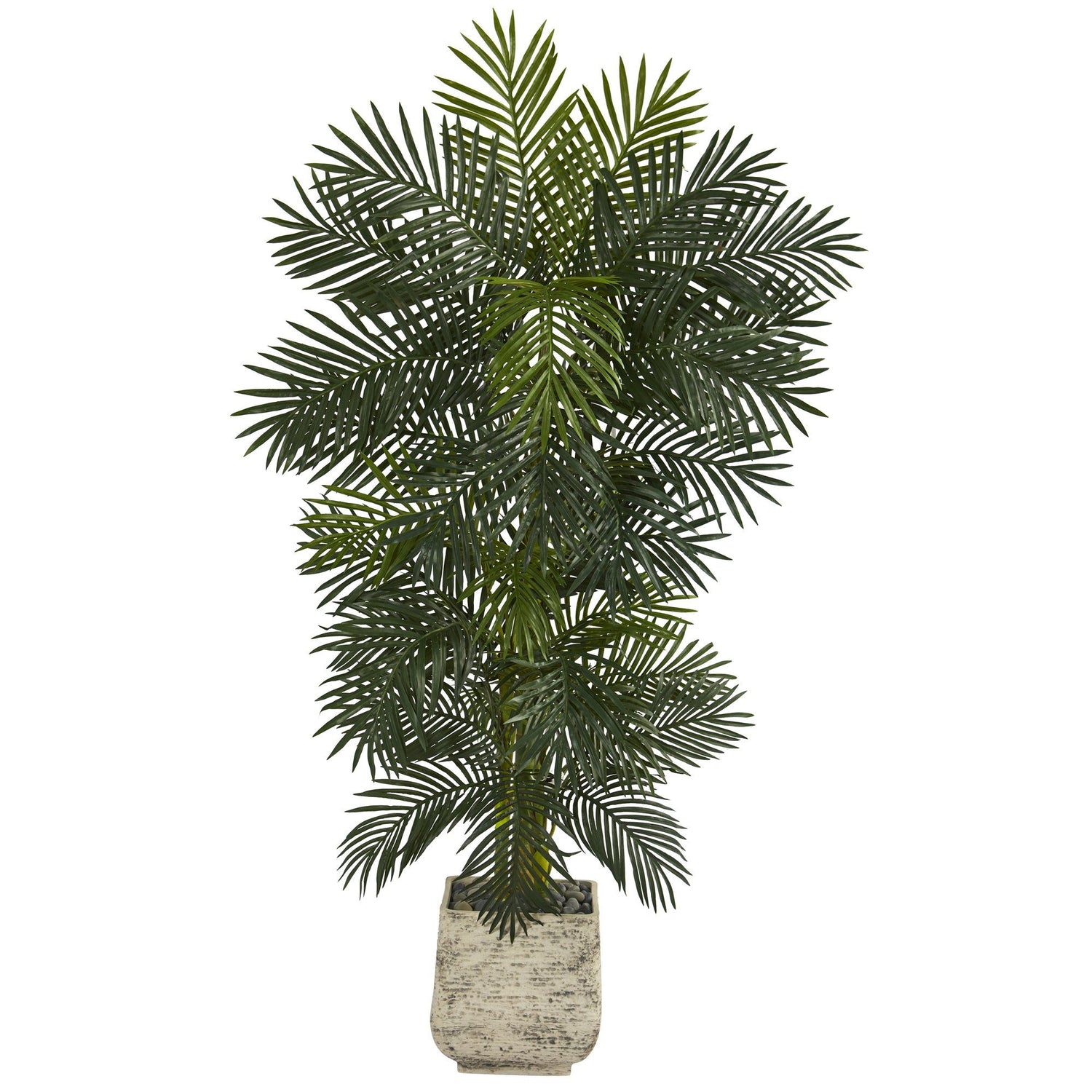 6.5’ Golden Cane Artificial Palm Tree in White Planter