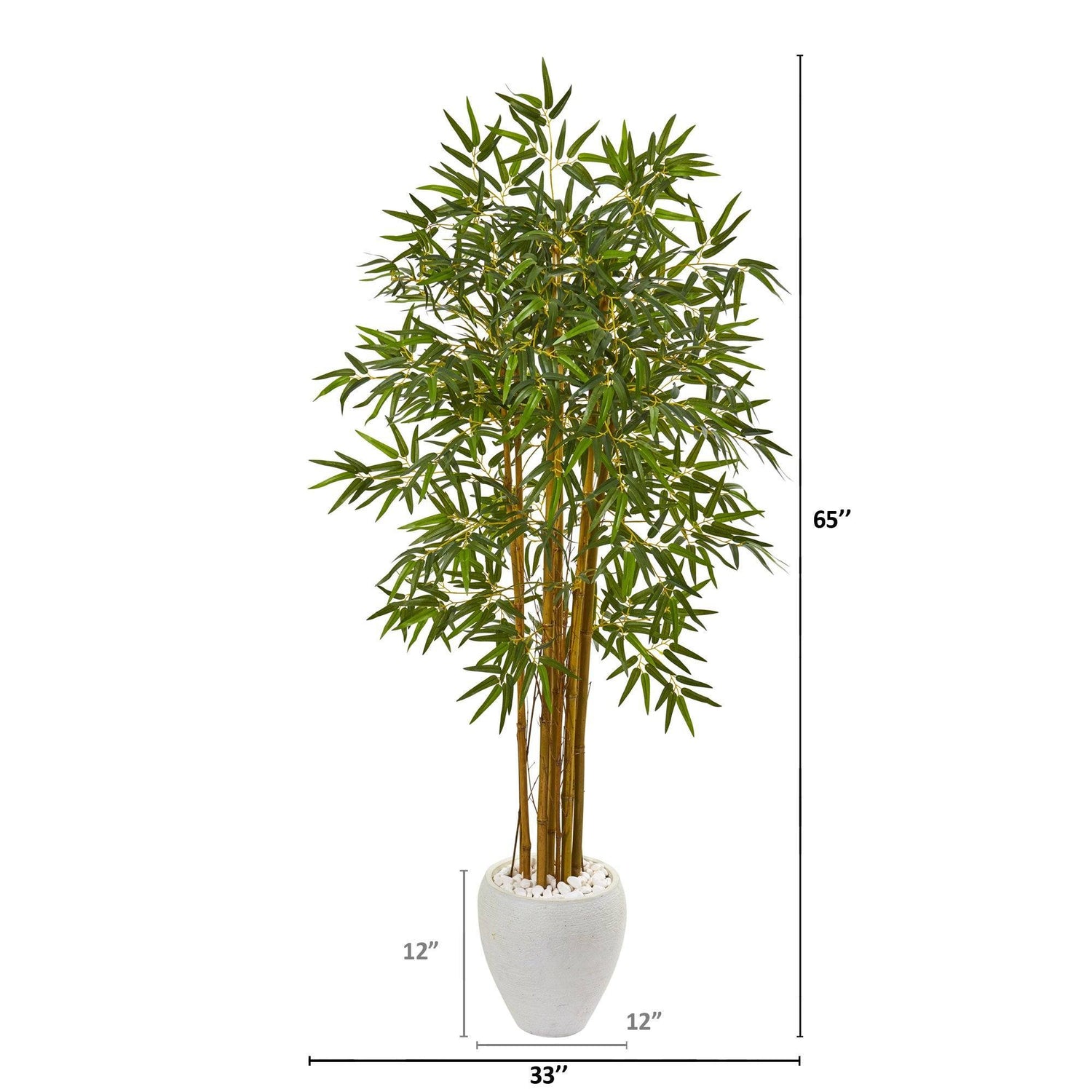 65” Multi Bambusa Bamboo Artificial Tree in White Planter