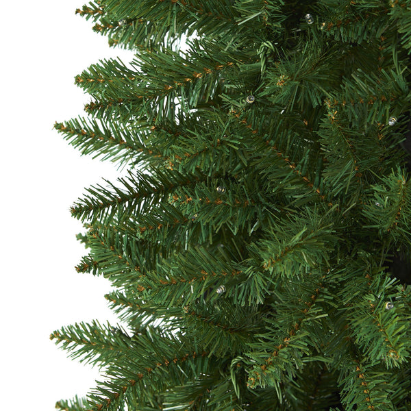 6.5’ Slim Green Mountain Pine Artificial Christmas Tree with 300 Clear LED Lights