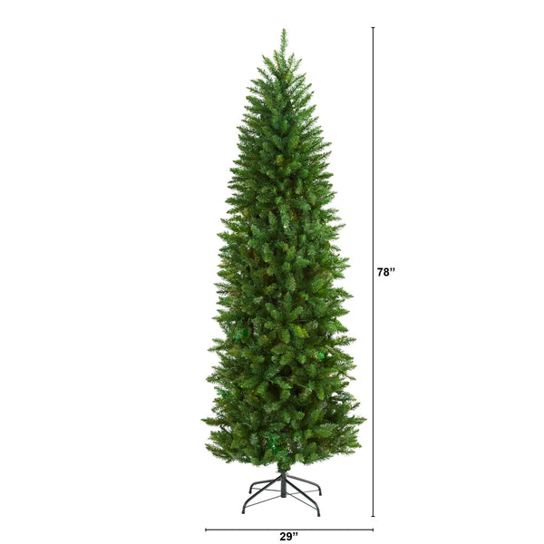 6.5’ Slim Green Mountain Pine Artificial Christmas Tree with 851 Bendable Branches