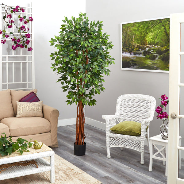 6.5’ Super Deluxe Ficus Artificial Tree with Natural Trunk