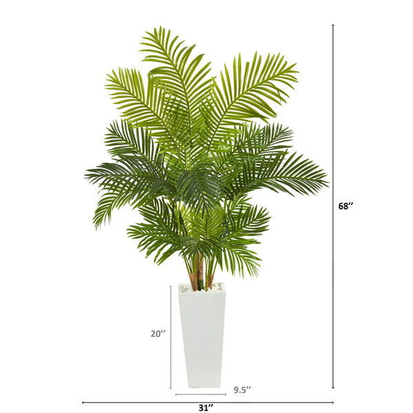 68” Hawaii Palm Artificial Tree in Tall White Planter