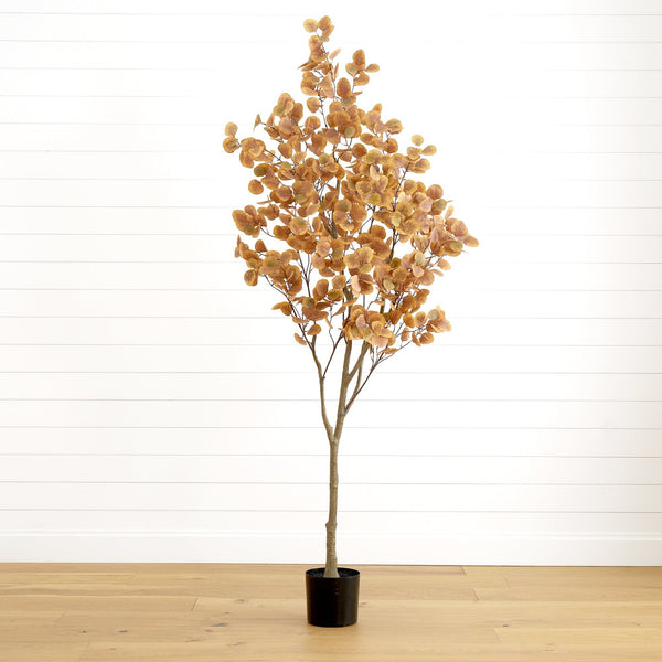 7’ Artificial Autumn Fall Eucalyptus Tree