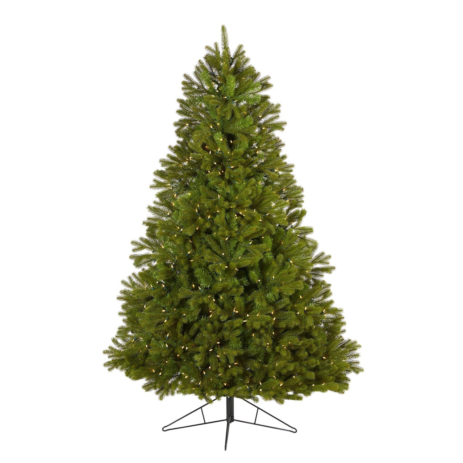 7' Cambridge Spruce Flat Back Artificial Christmas Tree with 500 Warm White (Multifunction) LED Lights and 960 Bendable Branches