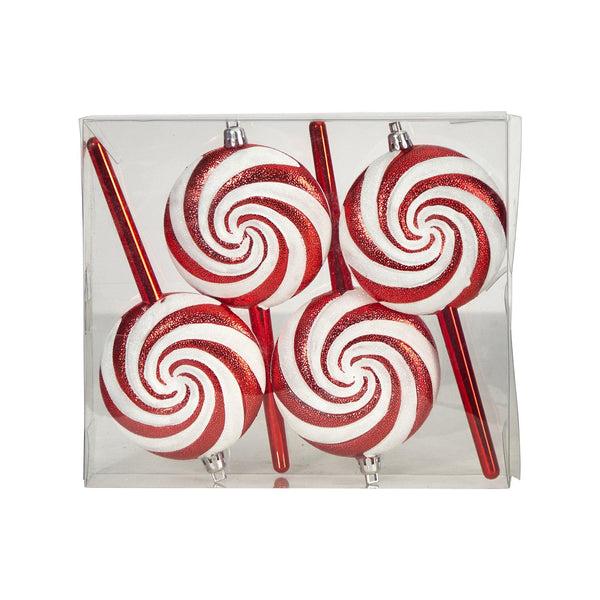 7” Candy Cane Lollipop Holiday Deluxe Christmas Shatterproof Ornament Set of 4