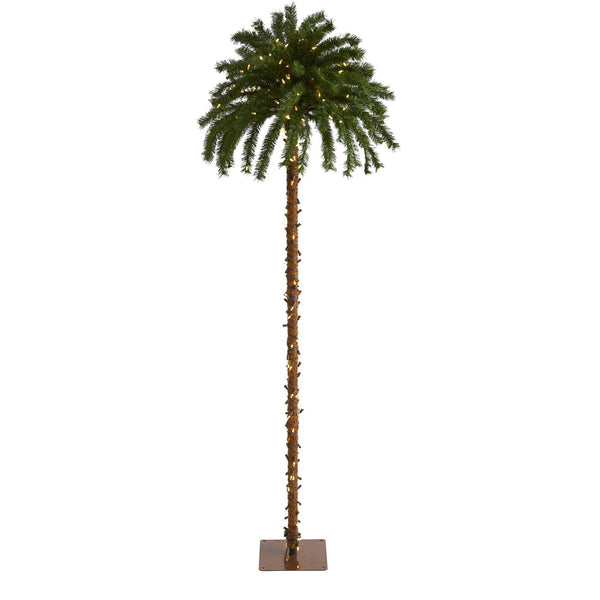 7’ Christmas Palm Artificial Tree with 300 White Warm LED Lights