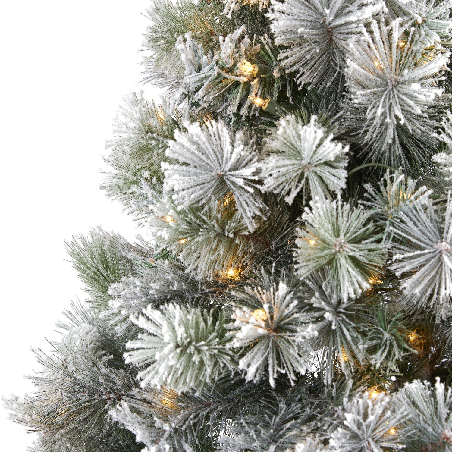 7’ Flocked Oregon Pine Artificial Christmas Tree with 400 Clear Lights and 834 Bendable Branches