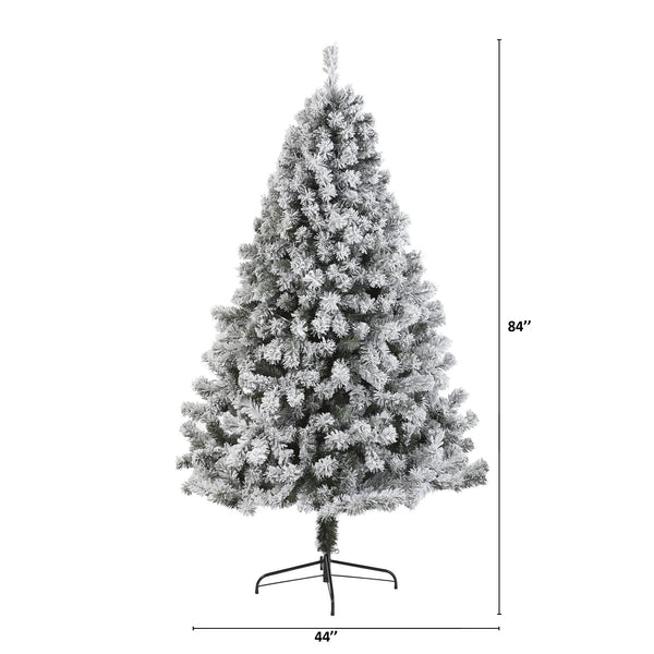 7' Flocked West Virginia Fir Artificial Christmas Tree