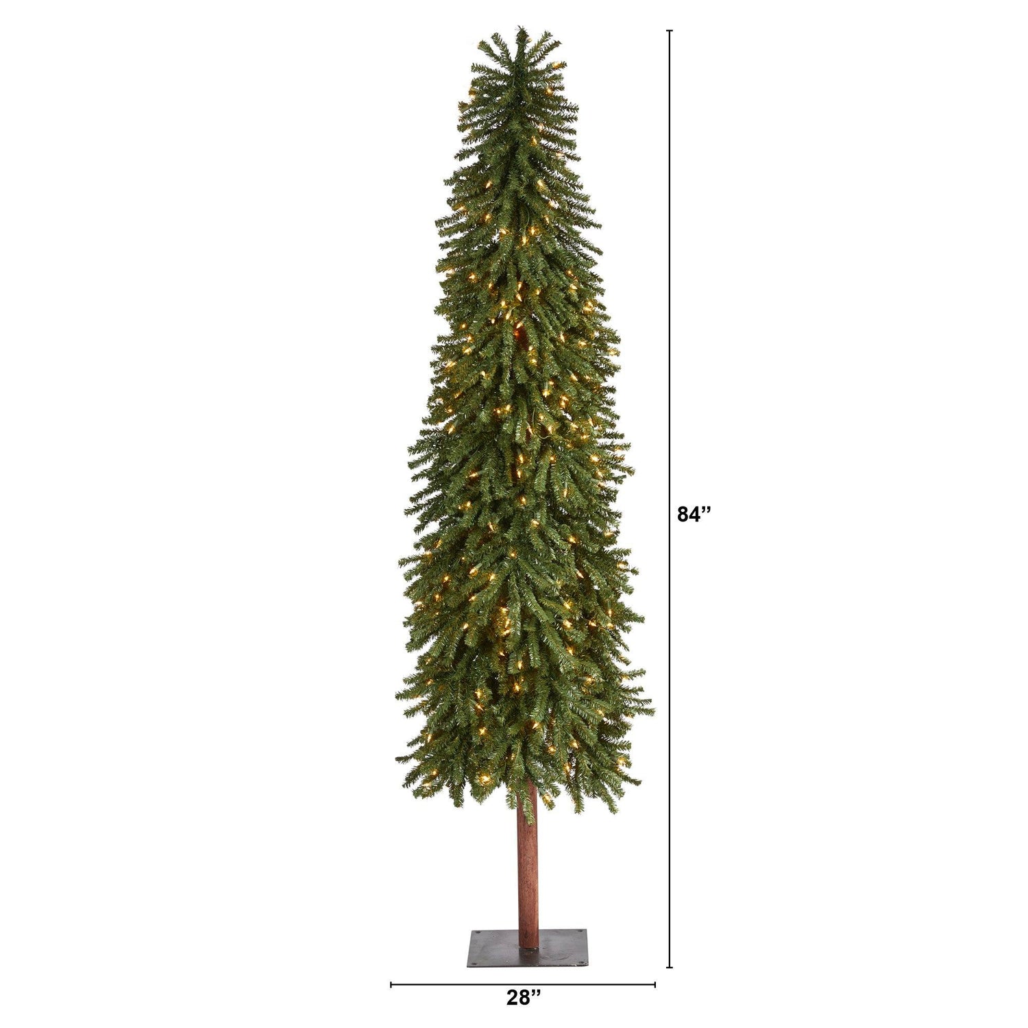 7’ Grand Alpine Artificial Christmas Tree with 400 Clear Lights and 950 Bendable Branches on Natural Trunk