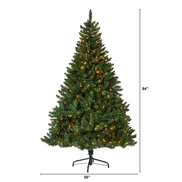 7’ Northern Rocky Spruce Artificial Christmas Tree with 400 Clear Lights and 1330 Bendable Branches