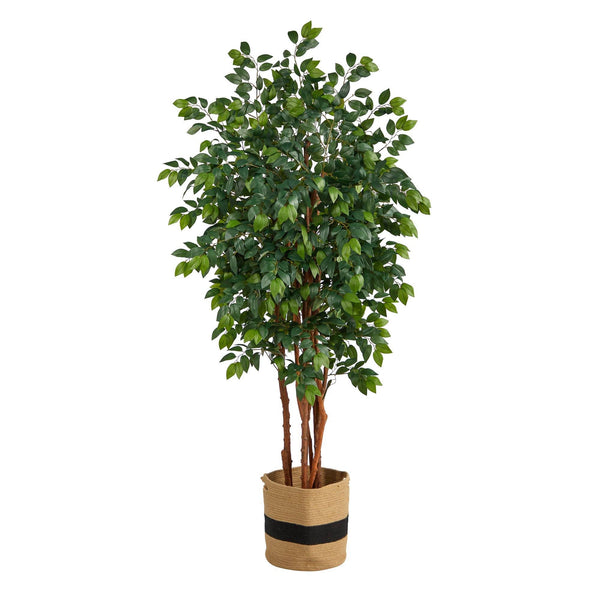 7’ Sakaki Artificial Tree in Handmade Natural Cotton Planter