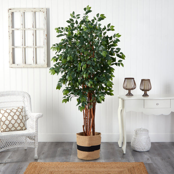 7’ Sakaki Artificial Tree in Handmade Natural Cotton Planter