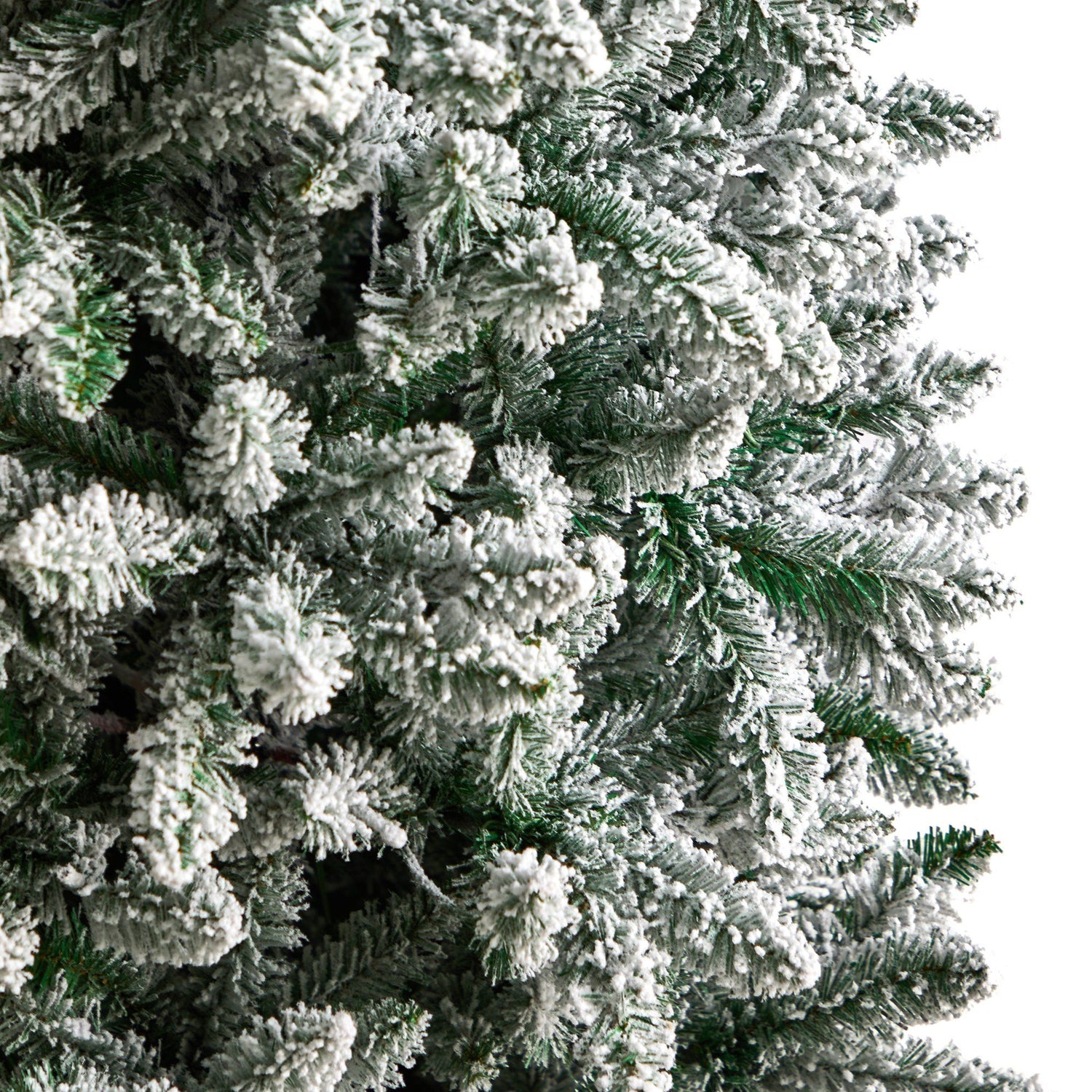 7’ Slim Flocked Montreal Fir Christmas Tree with 300 Warm White LED Lights and 995 Bendable Branches