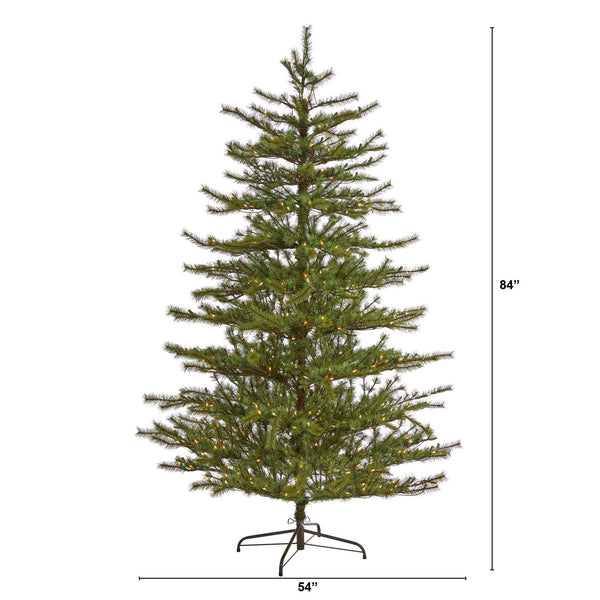 7’ Vancouver Mountain Pine Artificial Christmas Tree with 450 Clear Lights and 1762 Bendable Branches