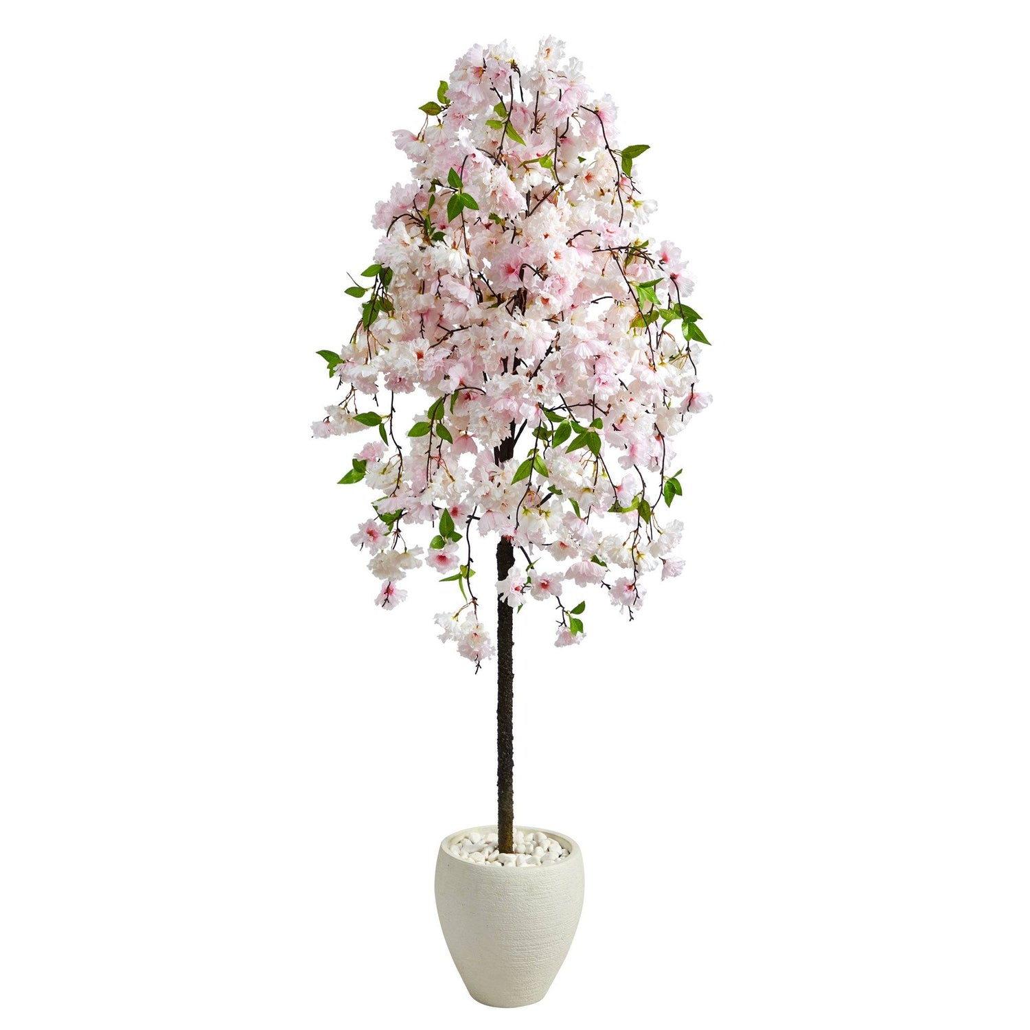 70” Cherry Blossom Artificial Tree in White Planter