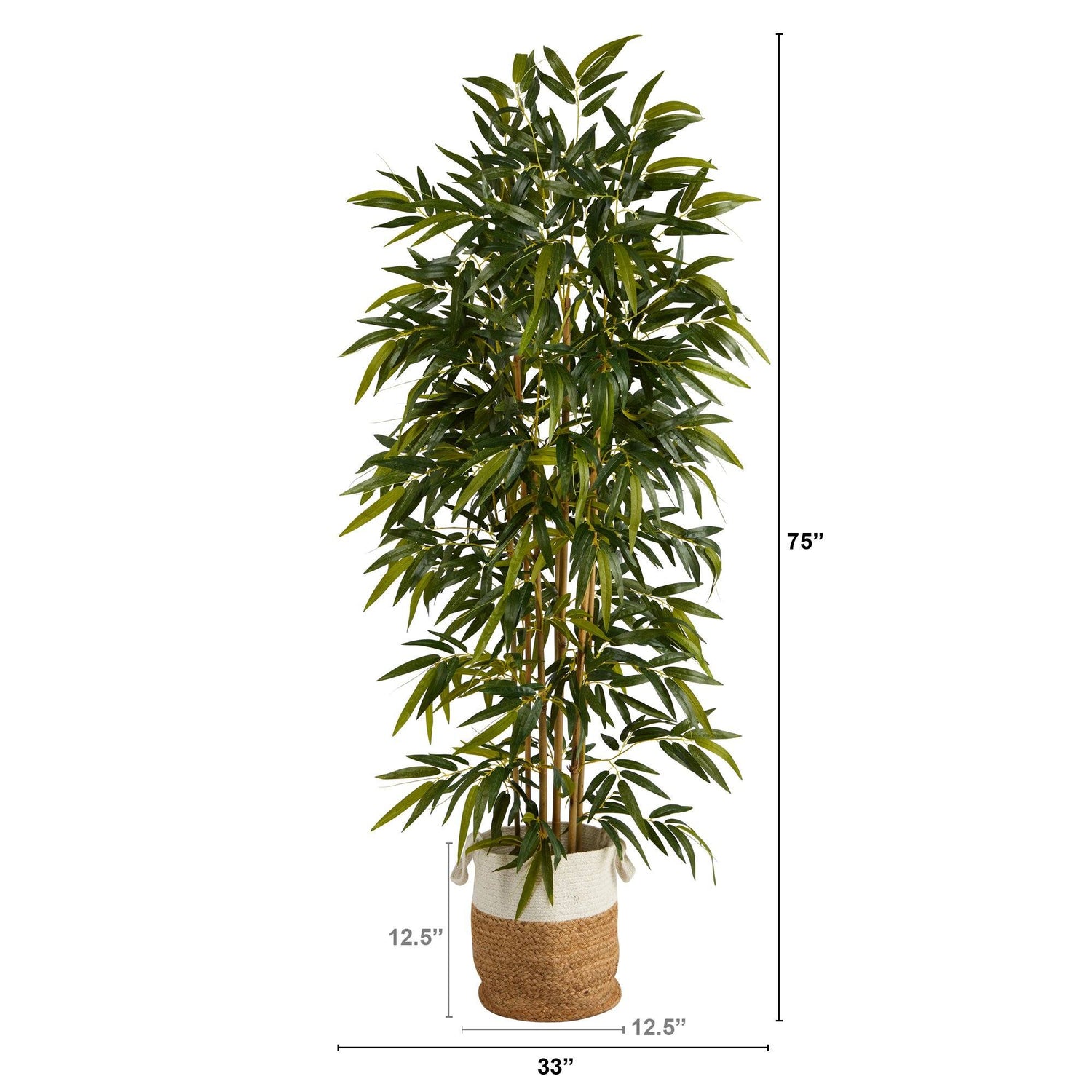 75” Bamboo Artificial Tree in Handmade Natural Jute and Cotton Planter